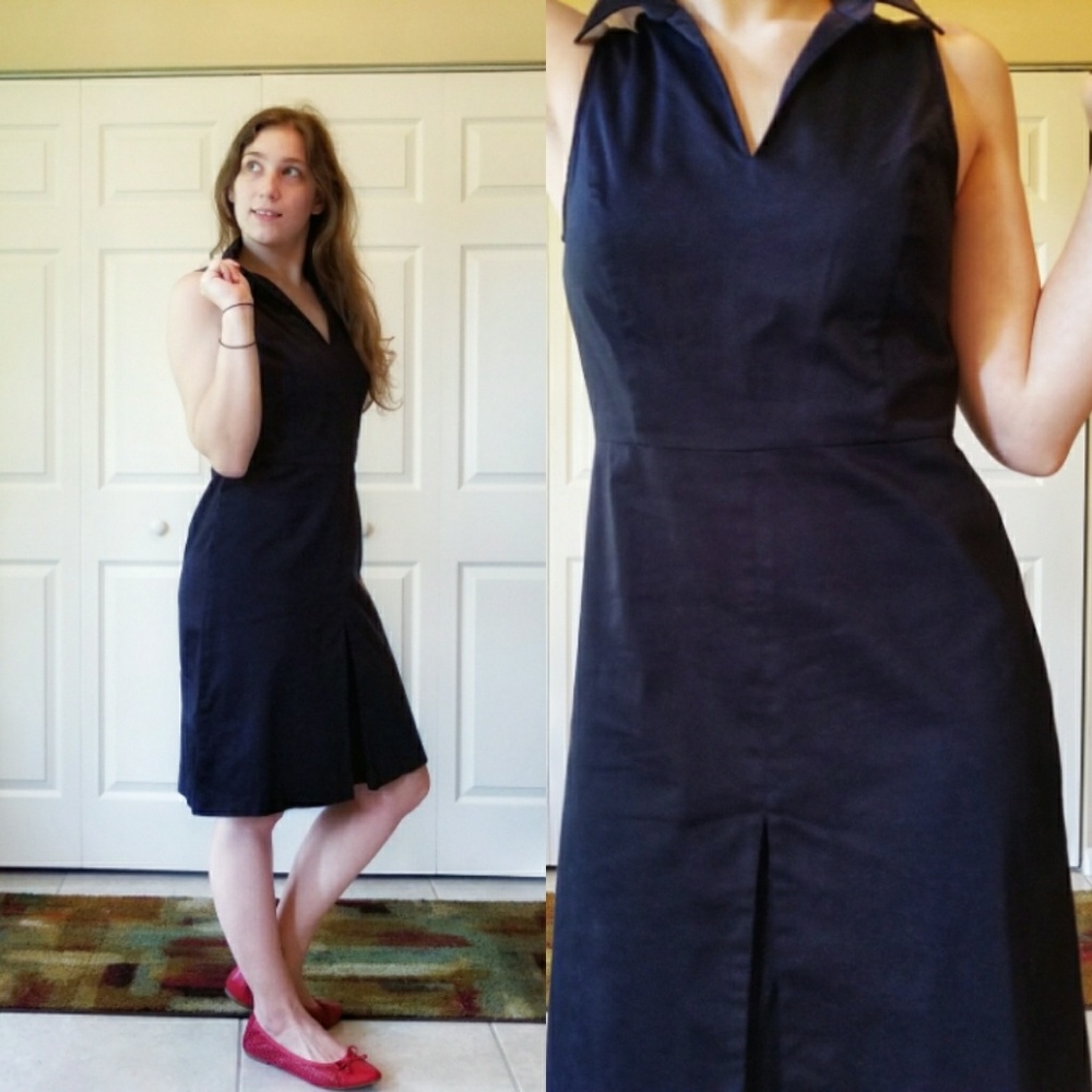 Ann Taylor Sleeveless Collar Dress Navy Size 8